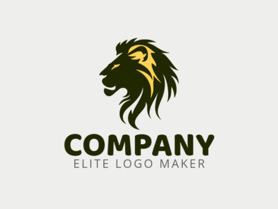 Logo is available for sale in the shape of a captivating lion with handcrafted style with dark yellow and dark green colors.