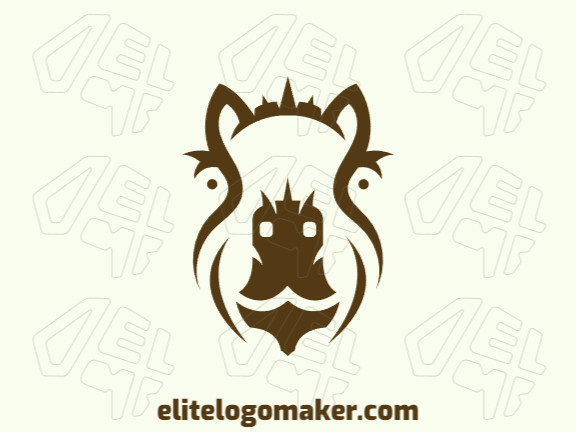 Create a logo for your company, in the shape of a capybara, with symmetric style and brown color.