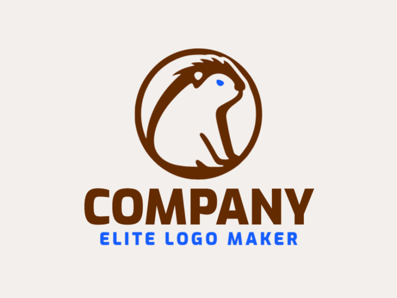 Create a logo for your company in the shape of a capybara with animal style with blue and brown colors.