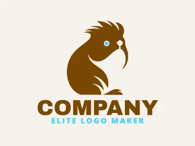 Create a logo for your company in the shape of a capybara with minimalist style with blue and brown colors.