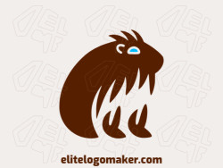 Creative logo in the shape of a capybara with memorable design and minimalist style, the colors used were blue and dark brown.