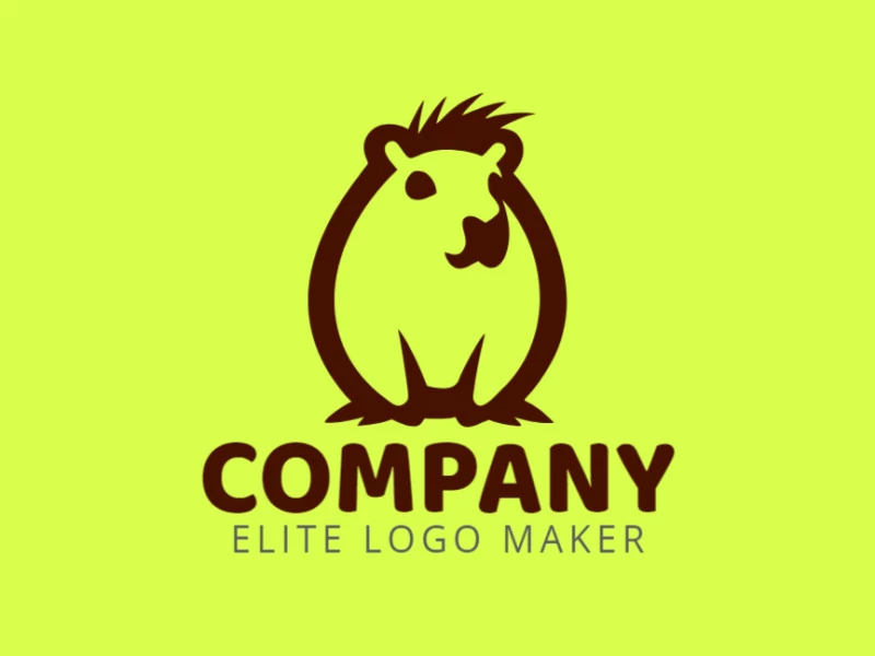 Logotipo profissional com a forma de uma capivara com estilo minimalista, a cor utilizada foi marrom escuro.