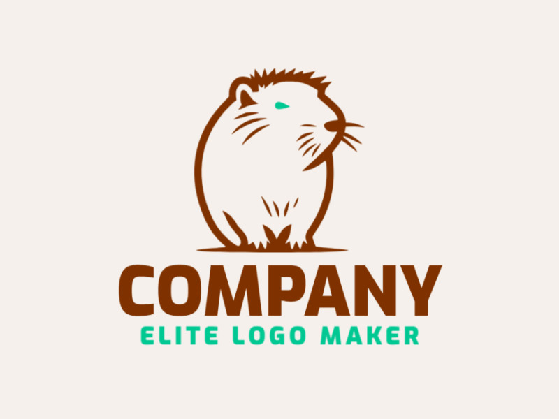Logo template for sale in the shape of a capybara, the colors used were green and brown.
