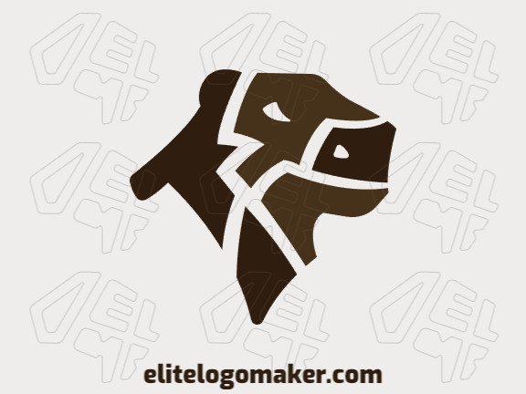 Animal logo in the shape of a capybara head composed of abstracts shapes and refined design with brown color.