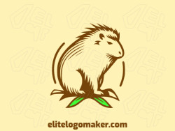 A logo featuring a capybara with leaves in earthy green and brown tones, representing nature and tranquility. Perfect for eco-friendly brands.