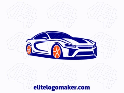 Simple logo composed of abstract shapes forming a car with orange and dark blue colors.