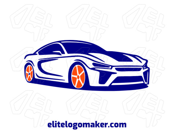Logotipo simples composto por formas abstratas, formando um carro com as cores laranja e azul escuro.