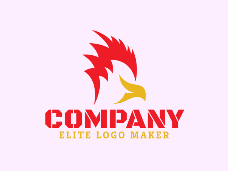 Logotipo simples composto por formas abstratas, formando um cardeal com as cores vermelho e amarelo.