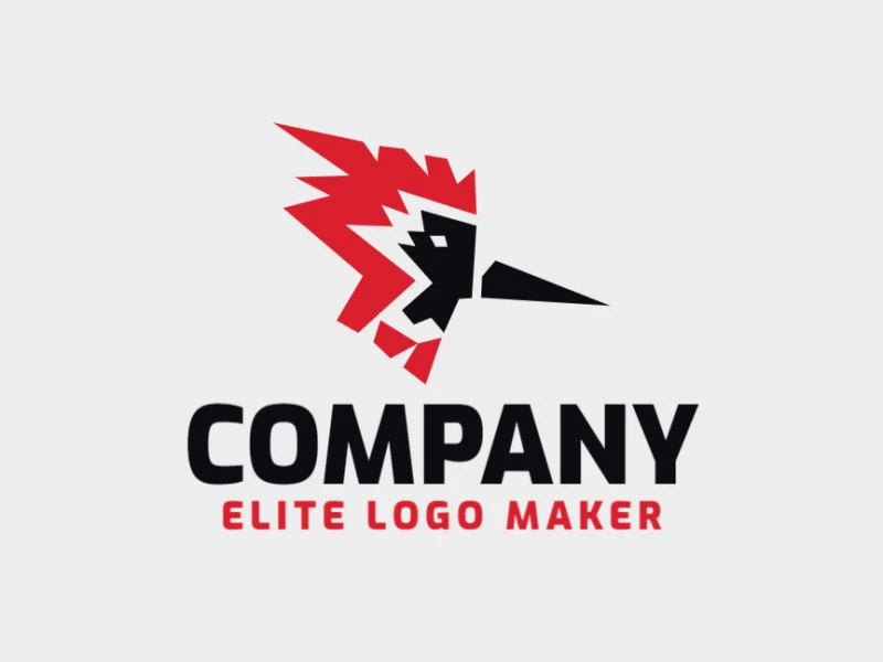 Cree un logotipo vectorial para su empresa en forma de un cardenal con un estilo abstracto, los colores utilizados son rojo y negro.