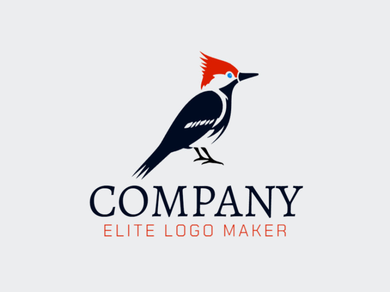 Logotipo com a forma de um cardeal com as cores azul, vermelho, e preto, esse logotipo é ideal para diferentes áreas de negócio.