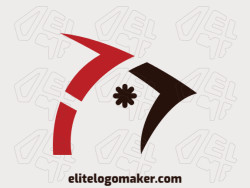Minimalist logo in the shape of a cardinal combined with an asterisk with red and black colors.