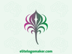 Template logo in the shape of a carnivorous plant with gradient design with green and pink colors.