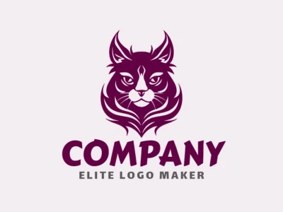 Crear un logotipo para su empresa en forma de un gato con estilo ilustrativo y color violeta.