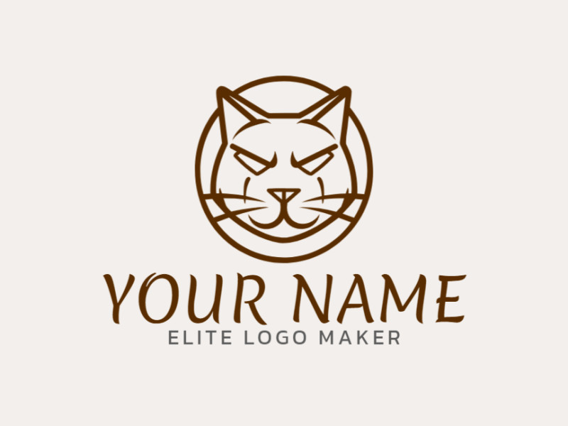 The logo template showcases a sleek cat design in a distinctive animal style.