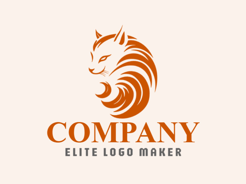 Esse logo exibe uma silhueta elegante de um gato em laranja vibrante. Seu estilo é limpo e direto, capturando a essência da graça felina.