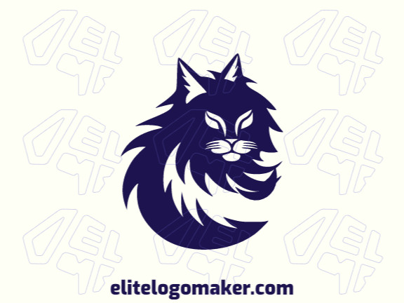 Customizable logo in the shape of a cat with an creative style, the color used was blue.