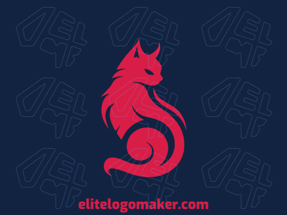 Customizable logo in the shape of a cat with an abstract style, the color used was red.