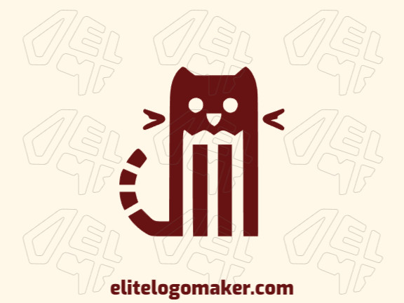 Minimalist cat logo featuring brown color. Tail forming a shape with geometric precision, symbolic of grace and cunning.