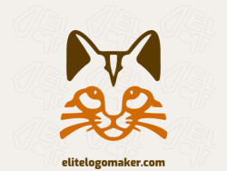 Symmetric logo with a refined design forming a cat head, the colors used were brown and orange.