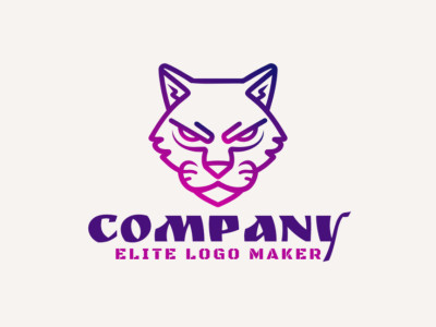 Un logotipo degradado elegante y atractivo con la cabeza de un gato en tonos de púrpura y rosa, simbolizando excelencia.