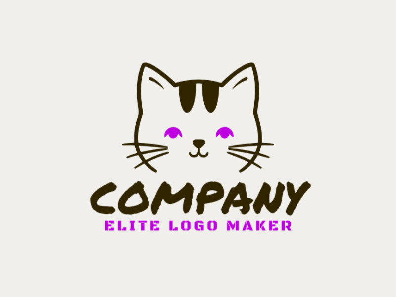 Design de logotipo minimalista com uma cabeça de gato elegante, combinando simplicidade e sofisticação para uma identidade de marca moderna e refinada.