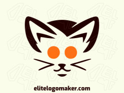 Create your online logo in the shape of a cat head with customizable colors and a minimalist style.