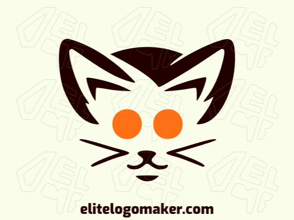Crie seu logotipo online com a forma de uma cabeça de gato com cores customizáveis e estilo minimalista.