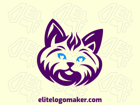 Create your online logo in the shape of a cat head with customizable colors and handcrafted style.
