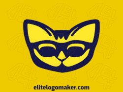 Customizable logo in the shape of a cat head with creative design and minimalist style.