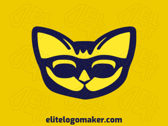 Logotipo customizável com a forma de uma cabeça de gato com design criativo e estilo minimalista.