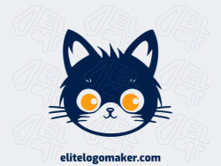 A playful and childish logo featuring a cheerful cat head in vibrant yellow and dark blue.