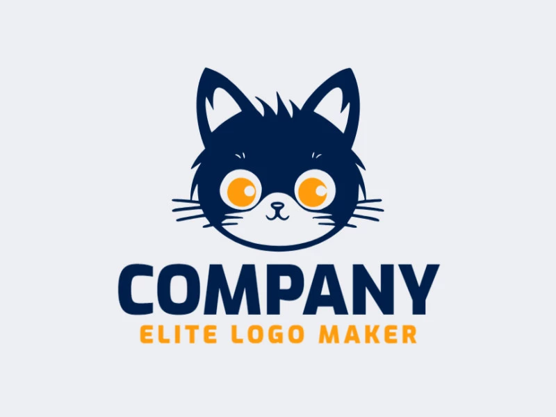 A playful and childish logo featuring a cheerful cat head in vibrant yellow and dark blue.