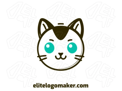 Uma cabeça de gato com design amigável e criativo, no estilo mascote, criando um logotipo profissional e memorável que se destaca pelo seu charme.