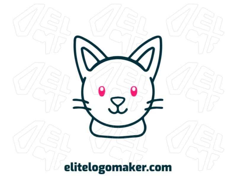 A vector-based symmetric design featuring a cat head with a monoline design, creating a clean and modern logo with precise, balanced lines.