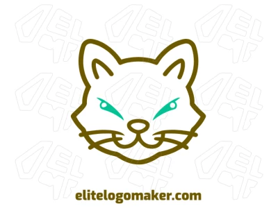 Um design editável de animal apresentando uma cabeça de gato simples, criando um logo elegante e moderno com apelo minimalista que pode ser facilmente personalizado.