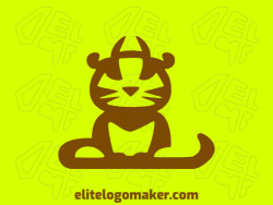 Create a logo for your company in the shape of a cat sitting with a minimalist style and brown color.