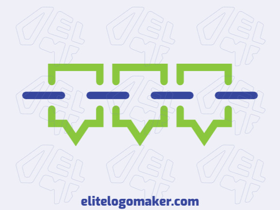Simple logo with the shape of a chain combined with chat boxes with blue and green colors.