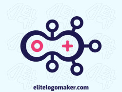 Logo Template in the shape of a chain, with abstract design, with blue and pink colors.