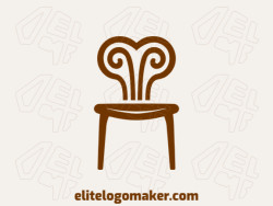 Minimalist logo was created with abstract shapes forming a chair with the color brown.
