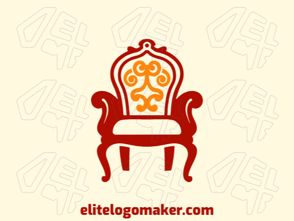 Crie um logotipo para sua empresa com a forma de uma cadeira com estilo simples e com as cores laranja e vermelho escuro.