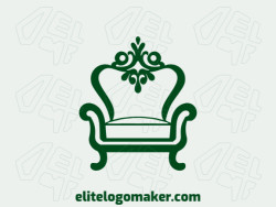 An ornamental logo design, featuring an elegant chair in rich, dark green, exuding sophistication and comfort.