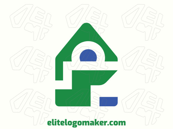 Vector logo in the shape of a chameleon combined with a house, with a minimalist style.