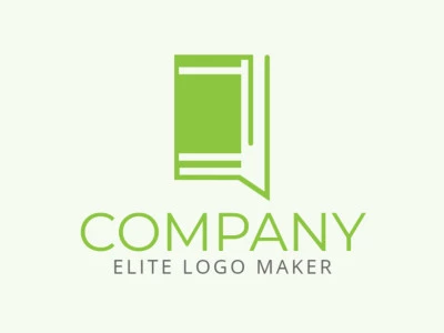 Creative logo with minimalist design forming a book combined with a chat box with green color.