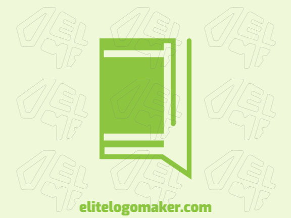Creative logo with minimalist design forming a book combined with a chat box with green color.