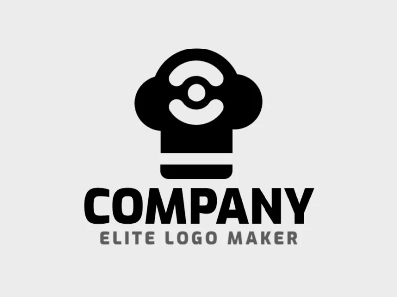 Logotipo memorável com a forma de um chapéu de chef combinado com um kettlebell, com estilo abstrato, e cores customizáveis.