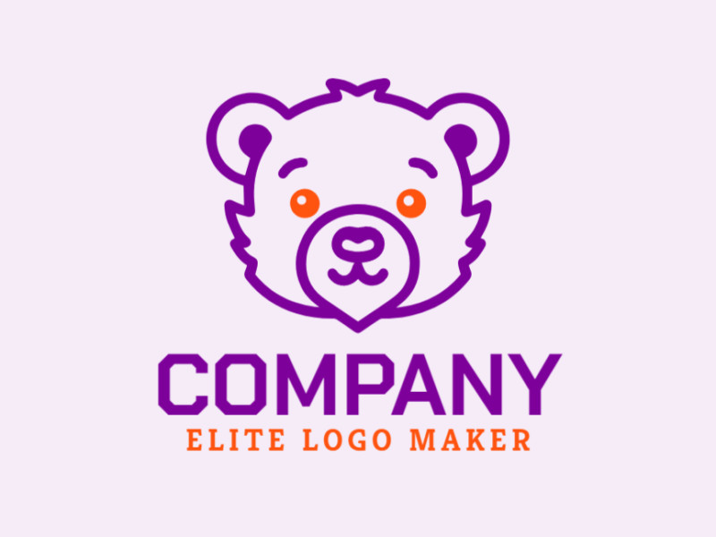 Un logotipo creativo en estilo monoline, mostrando el contorno simple y juguetón de una cabeza de oso infantil, ideal para una identidad visual atractiva.