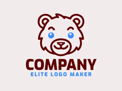 Un logotipo minimalista presenta la cabeza de un oso infantil, diseñada con líneas elegantes y formas simples para crear una apariencia encantadora y elegante.