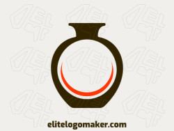 An abstract clay pot design in rustic brown and vibrant orange, a unique and eye-catching logo.