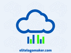 Minimalist logo with a refined design forming a cloud, the colors used was green and dark blue.
