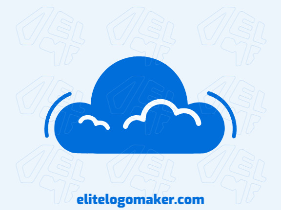 A simple logo composed of abstract shapes forming a cloud with the color blue.